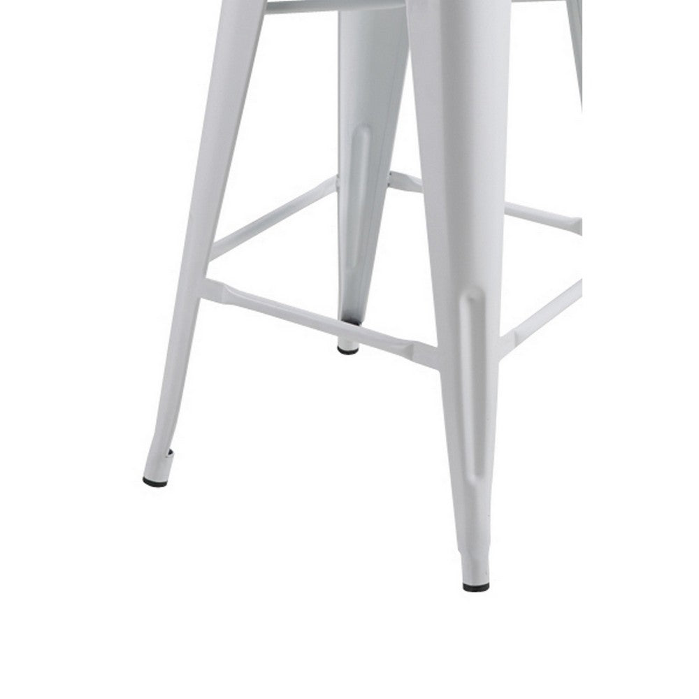 Giri 30 Inch Barstool Chair Footrest and Tapered Legs White Metal Finish By Casagear Home BM311908