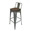 Trace 30 Inch Barstool Chair Low Back Wood Seat Light Gray Metal By Casagear Home BM311913