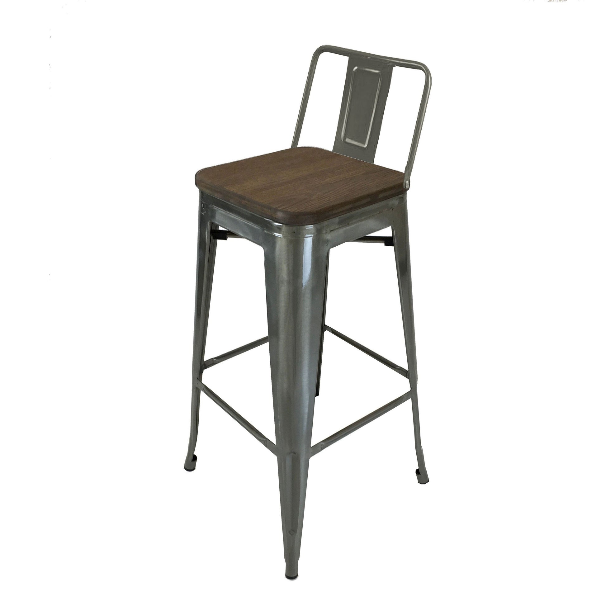 Trace 30 Inch Barstool Chair Low Back Wood Seat Light Gray Metal By Casagear Home BM311913