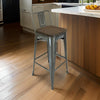 Trace 30 Inch Barstool Chair Low Back Wood Seat Light Gray Metal By Casagear Home BM311913