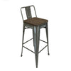 Trace 30 Inch Barstool Chair Low Back Wood Seat Light Gray Metal By Casagear Home BM311913