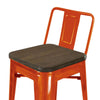 Trace 30 Inch Barstool Chair Low Back Wood Seat Orange Metal Finish By Casagear Home BM311914