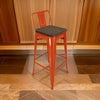 Trace 30 Inch Barstool Chair Low Back Wood Seat Orange Metal Finish By Casagear Home BM311914