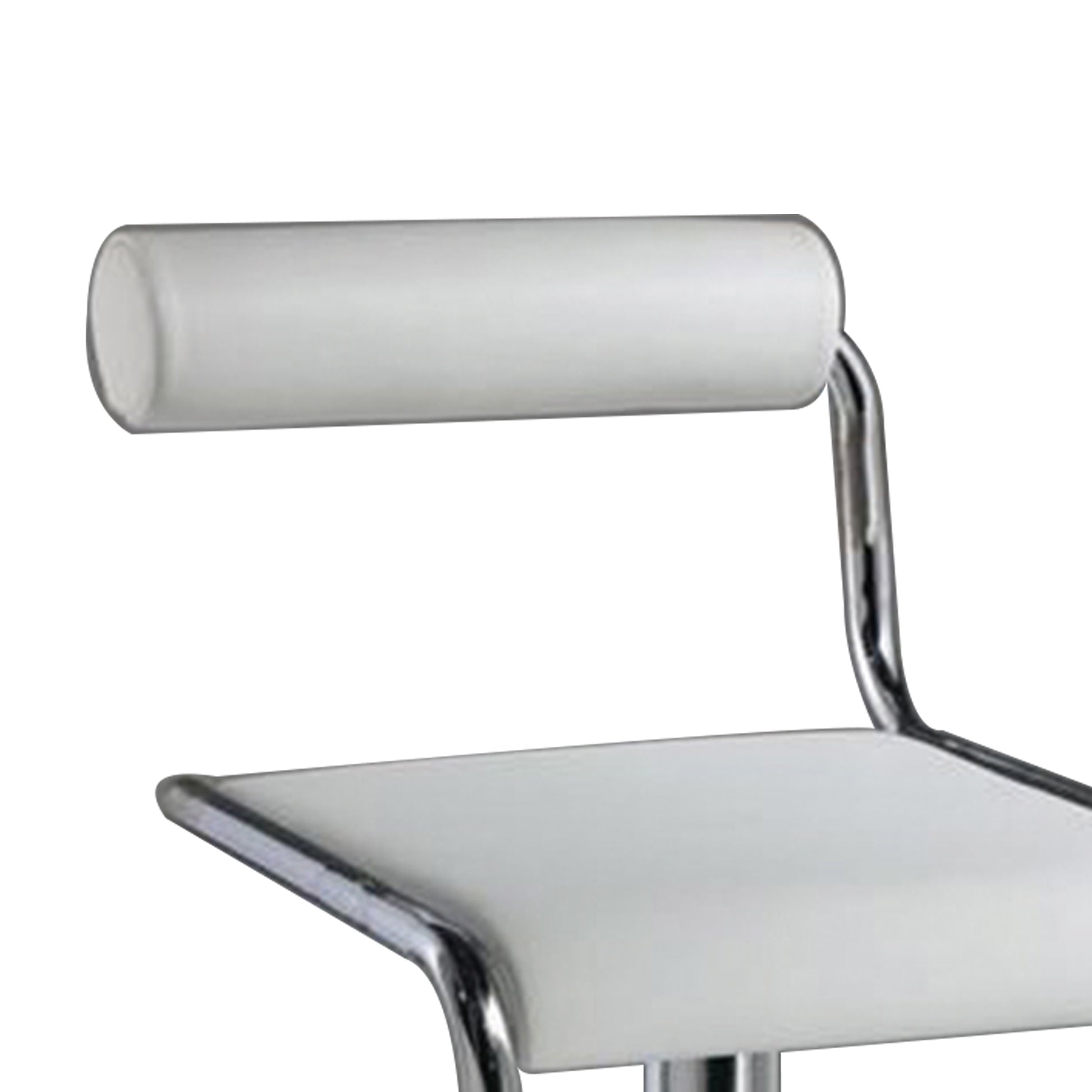 25-29 Inch Barstool Chair Adjustable White Faux Leather Chrome Metal By Casagear Home BM311916