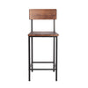 25 Inch Counter Stool Chair Brown Wood Seat and Back Black Metal Legs By Casagear Home BM311917