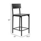 25 Inch Counter Stool Chair Brown Wood Seat and Back Black Metal Legs By Casagear Home BM311917