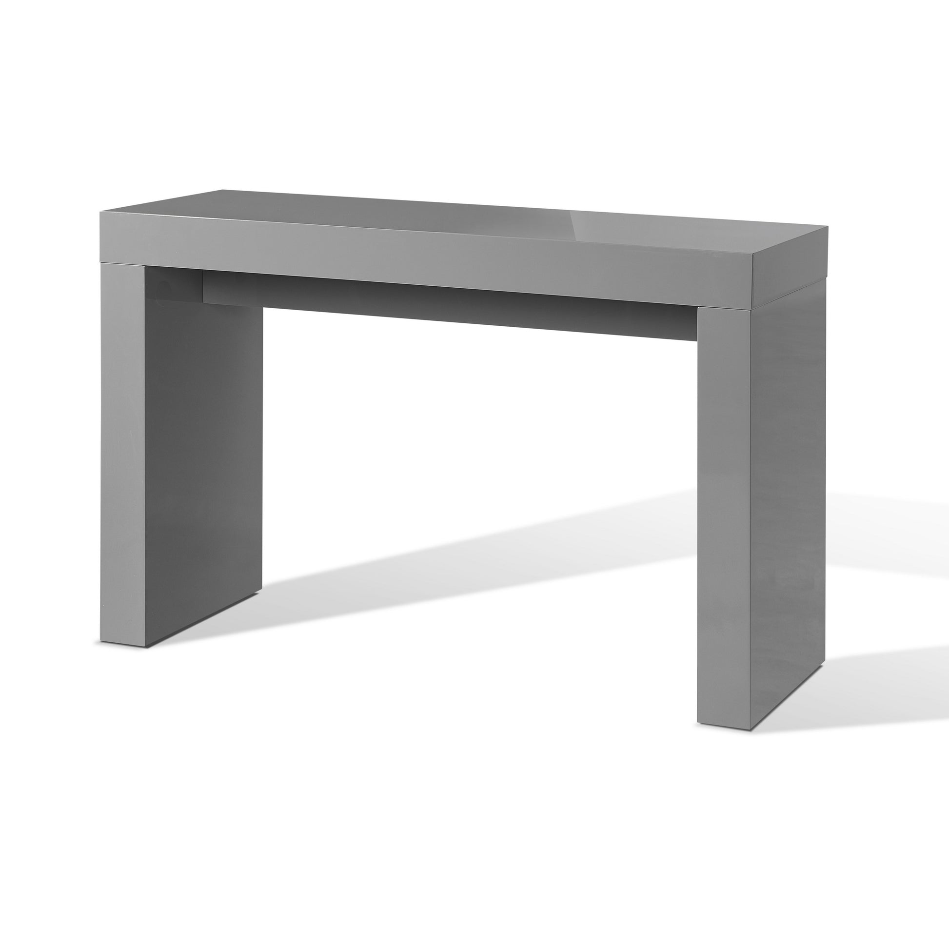 Libi 47 Inch Console Table Minimalist Rectangular Top Lacquered Gray By Casagear Home BM311920