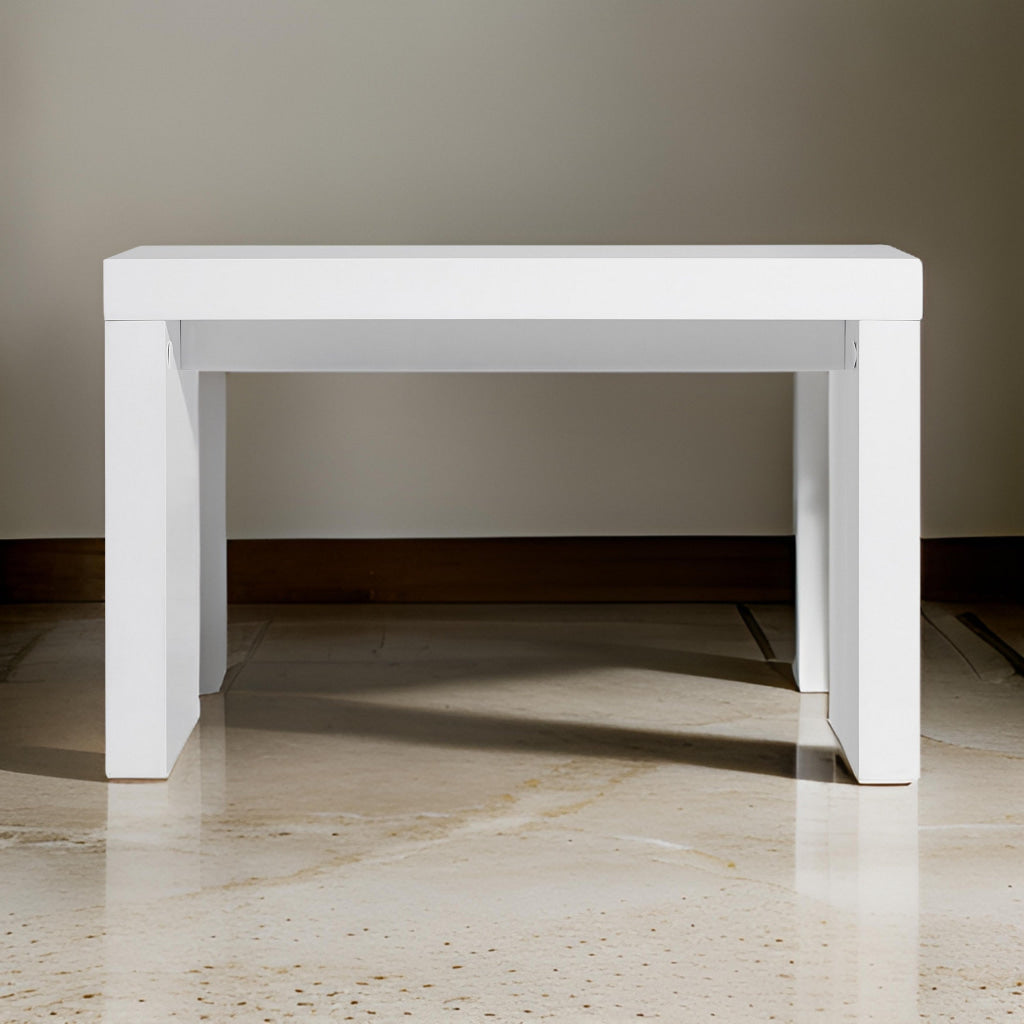 Libi 47 Inch Console Table Minimalist Rectangular Top Lacquered White By Casagear Home BM311921