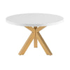 48 Inch Accent Table, Round White Lacquer Top, Angled Gold Metal Legs By Casagear Home