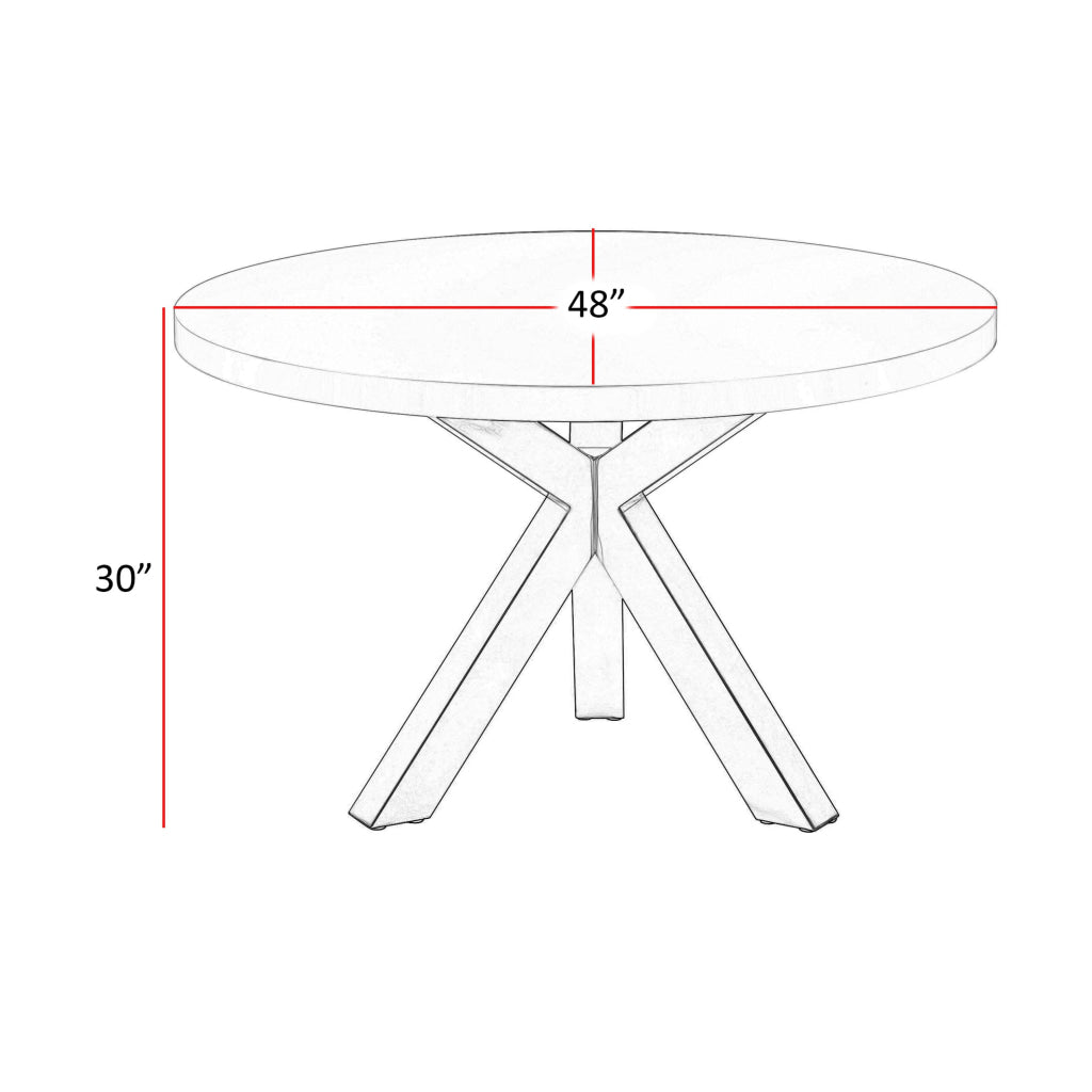 48 Inch Accent Table Round White Lacquer Top Angled Gold Metal Legs By Casagear Home BM311923