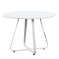 43 Inch Dining Table Round High Gloss White Top and Angled Metal Legs By Casagear Home BM311924