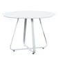 43 Inch Dining Table Round High Gloss White Top and Angled Metal Legs By Casagear Home BM311924