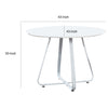 43 Inch Dining Table Round High Gloss White Top and Angled Metal Legs By Casagear Home BM311924