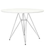 Riha 36 Inch Dining Accent Table Round Top Angled Chrome Legs White By Casagear Home BM311926