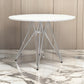 Riha 36 Inch Dining Accent Table, Round Top, Angled Chrome Legs, White By Casagear Home