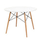 Riha 36 Inch Dining Accent Table Round Top Beech Wood White and Brown By Casagear Home BM311927