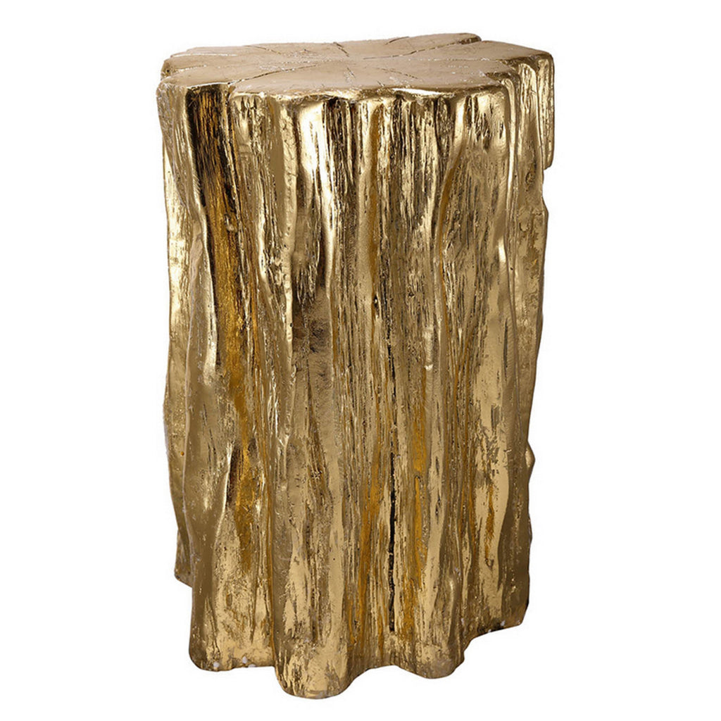 Kiny 20 Inch Accent Stool Table Tree Trunk Design Magnesium Gold Finish By Casagear Home BM311928