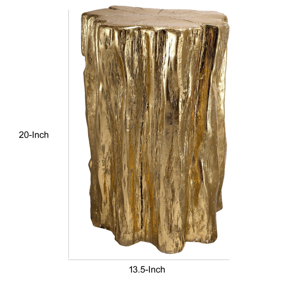 Kiny 20 Inch Accent Stool Table Tree Trunk Design Magnesium Gold Finish By Casagear Home BM311928