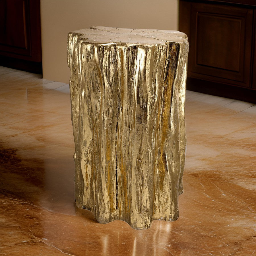 Kiny 20 Inch Accent Stool Table Tree Trunk Design Magnesium Gold Finish By Casagear Home BM311928