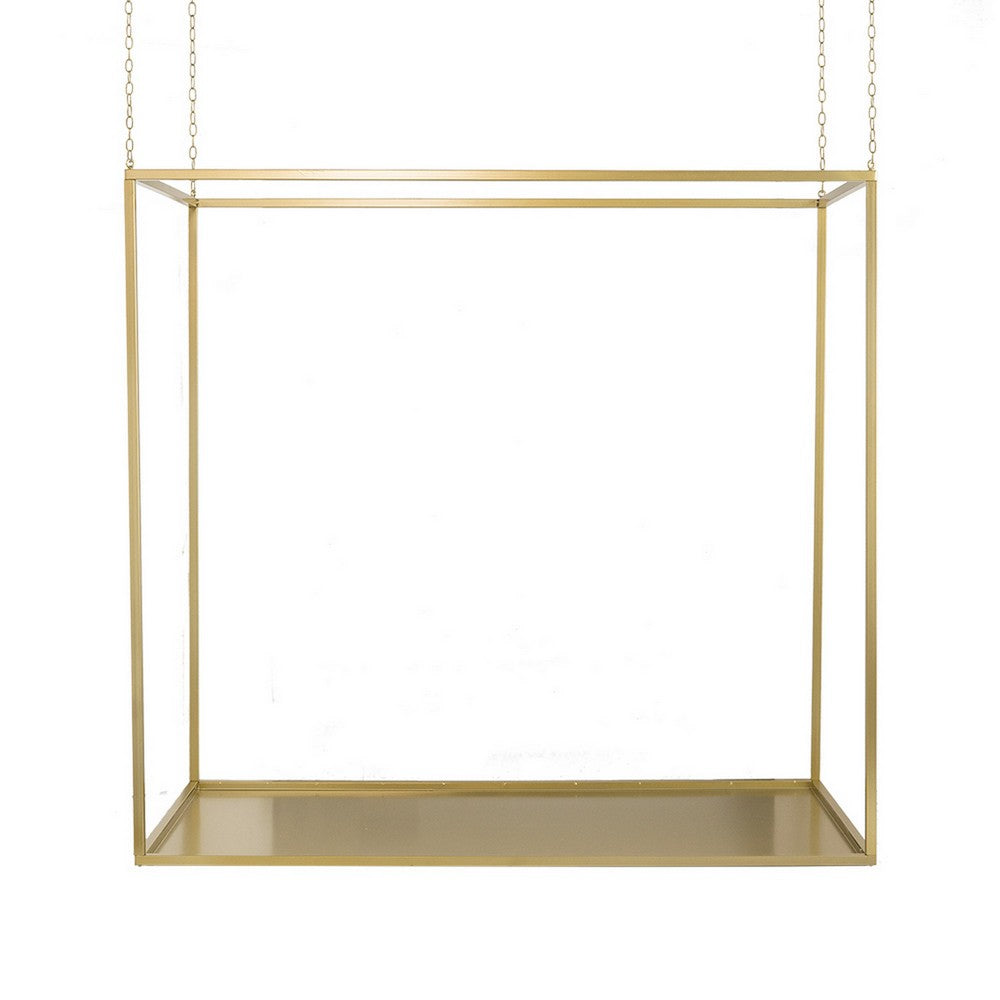 47 Inch Plant Stand with 4 Adjustable Chains Floating Effect Iron Gold By Casagear Home BM311934