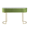 Jeah 47 Inch Console Table 1 Drawer Curved Gold Iron Base Green Fabric By Casagear Home BM311939