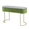 Jeah 47 Inch Console Table 1 Drawer Curved Gold Iron Base Green Fabric By Casagear Home BM311939