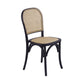 38 Inch Dining Chairs Set of 2 Stackable Woven Cane Beech Wood Black By Casagear Home BM311942