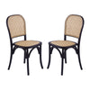 38 Inch Dining Chairs Set of 2 Stackable Woven Cane Beech Wood Black By Casagear Home BM311942