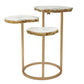 18 Inch Accent Side Table 3 Tier Design White Agate Top Gold Iron Base By Casagear Home BM311946