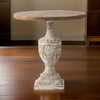 31 Inch Accent Side Table, Pedestal Urn Base, Round Top, Antique White By Casagear Home