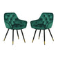 25 Inch Accent Dining Chair Curved Back Gold Green Velvet Upholstery By Casagear Home BM311957