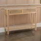 39 Inch Sofa Table, 2 Drawers, Rattan Cane Design, MDF, Pine Wood, Brown By Casagear Home