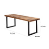 52 Inch Side Dining Bench Black Iron Base Mango Wood Natural Brown By Casagear Home BM311959