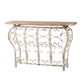 55 Inch Console Sofa Table with Scrollwork Iron Curved Base Wood White By Casagear Home BM311965