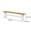 70 Inch Dining Bench White X Leg Trestle Base Acacia Wood Brown Seat By Casagear Home BM311978