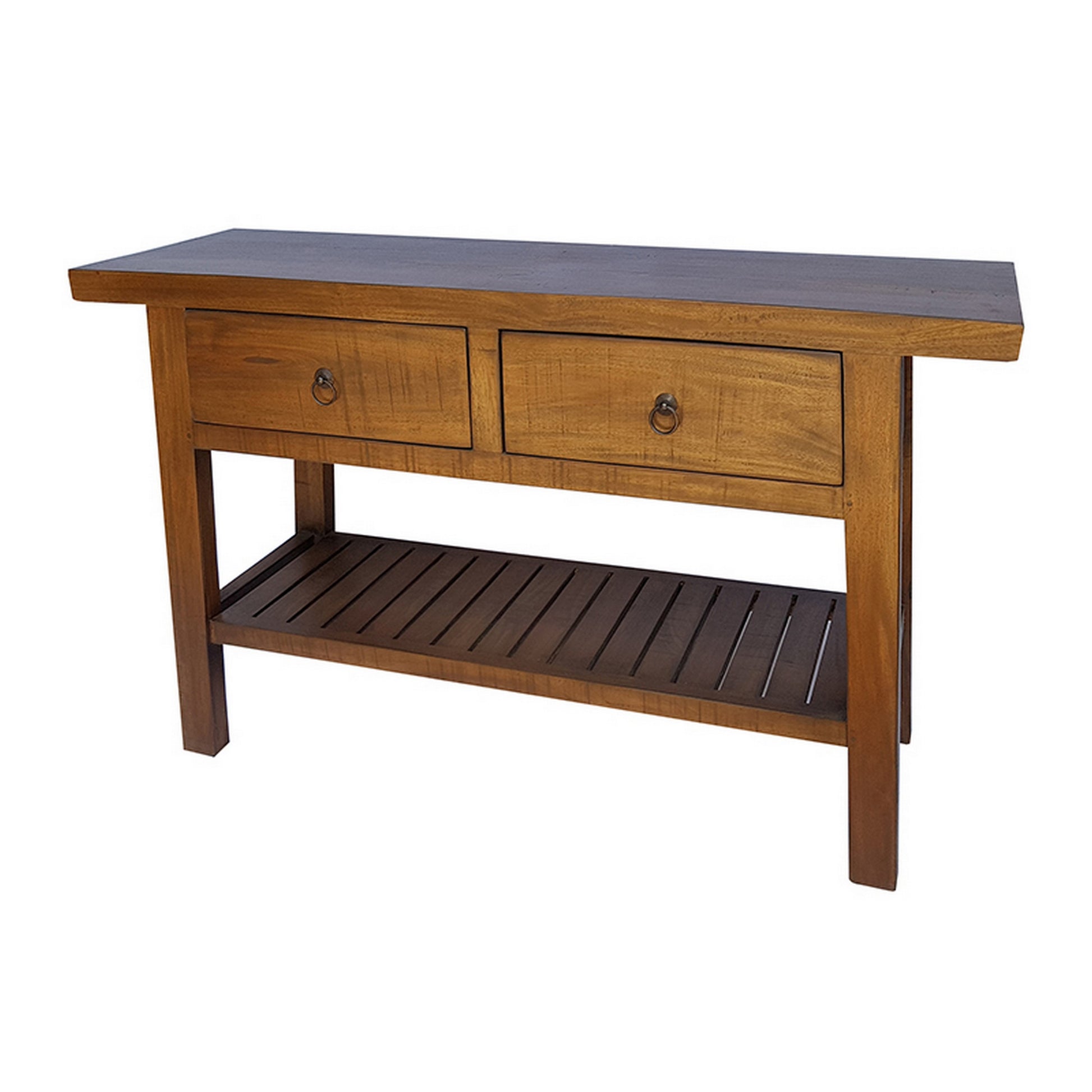 47 Inch Console Table 2 Drawers Rectangular Bottom Shelf Wood Brown By Casagear Home BM311988