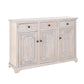 54 Inch Sideboard Buffet Cabinet 3 Drawers 3 Doors Wood Frame White By Casagear Home BM311991