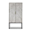 Jen 79 Inch Accent Cabinet Armoire Iron Stand Cream White Acacia Wood By Casagear Home BM311998