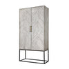 Jen 79 Inch Accent Cabinet Armoire, Iron Stand, Cream White Acacia Wood By Casagear Home