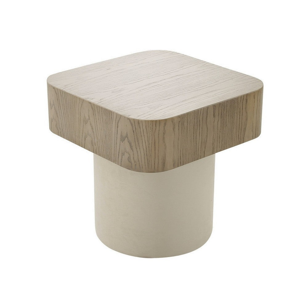 Cid Macy 22 Inch Side End Table, Square, Modern Style, Beige Brown Finish By Casagear Home