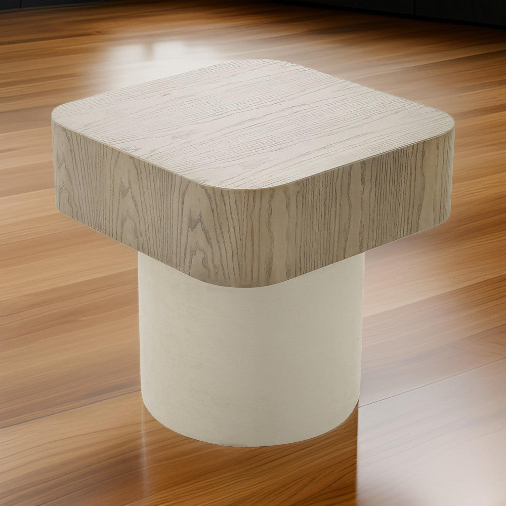 Cid Macy 22 Inch Side End Table Square Modern Style Beige Brown Finish By Casagear Home BM312004