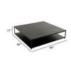 Cid Rive 48 Inch Coffee Table Square Top Shelf Black Ash Veneer Iron By Casagear Home BM312006