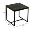 Cid Rive 16 Inch Side End Table Iron Legs Square Black Ash Veneer Top By Casagear Home BM312007