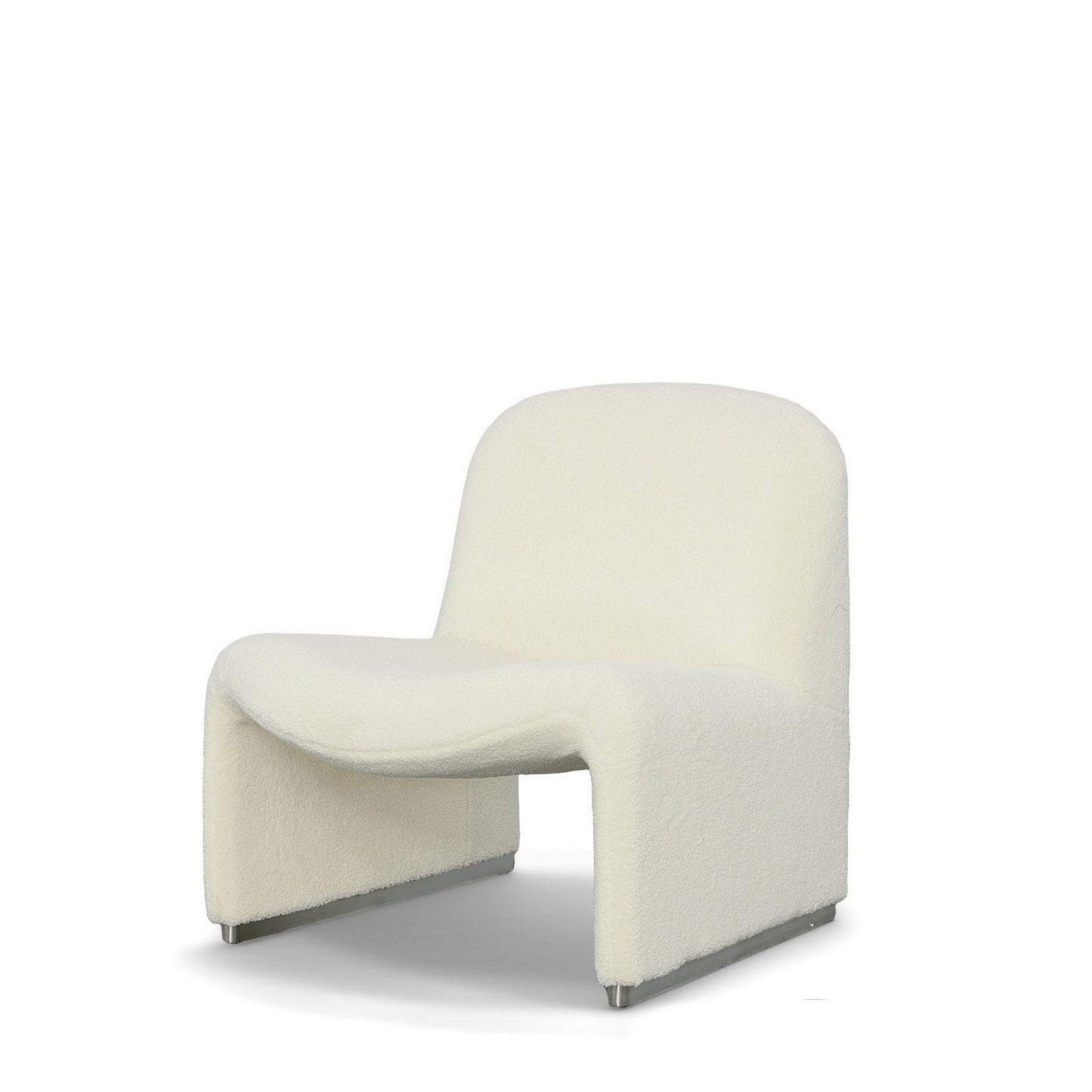 32 Inch Accent Chair Curved Sloped Back Off White Fabric Upholstery By Casagear Home BM312011