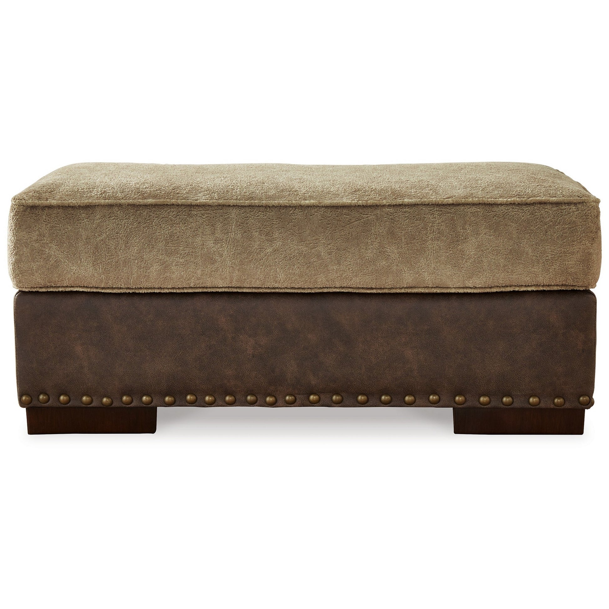 Srie 44 Inch Ottoman Nailhead Trim Plush Faux Leather Dual Tone Brown By Casagear Home BM312020