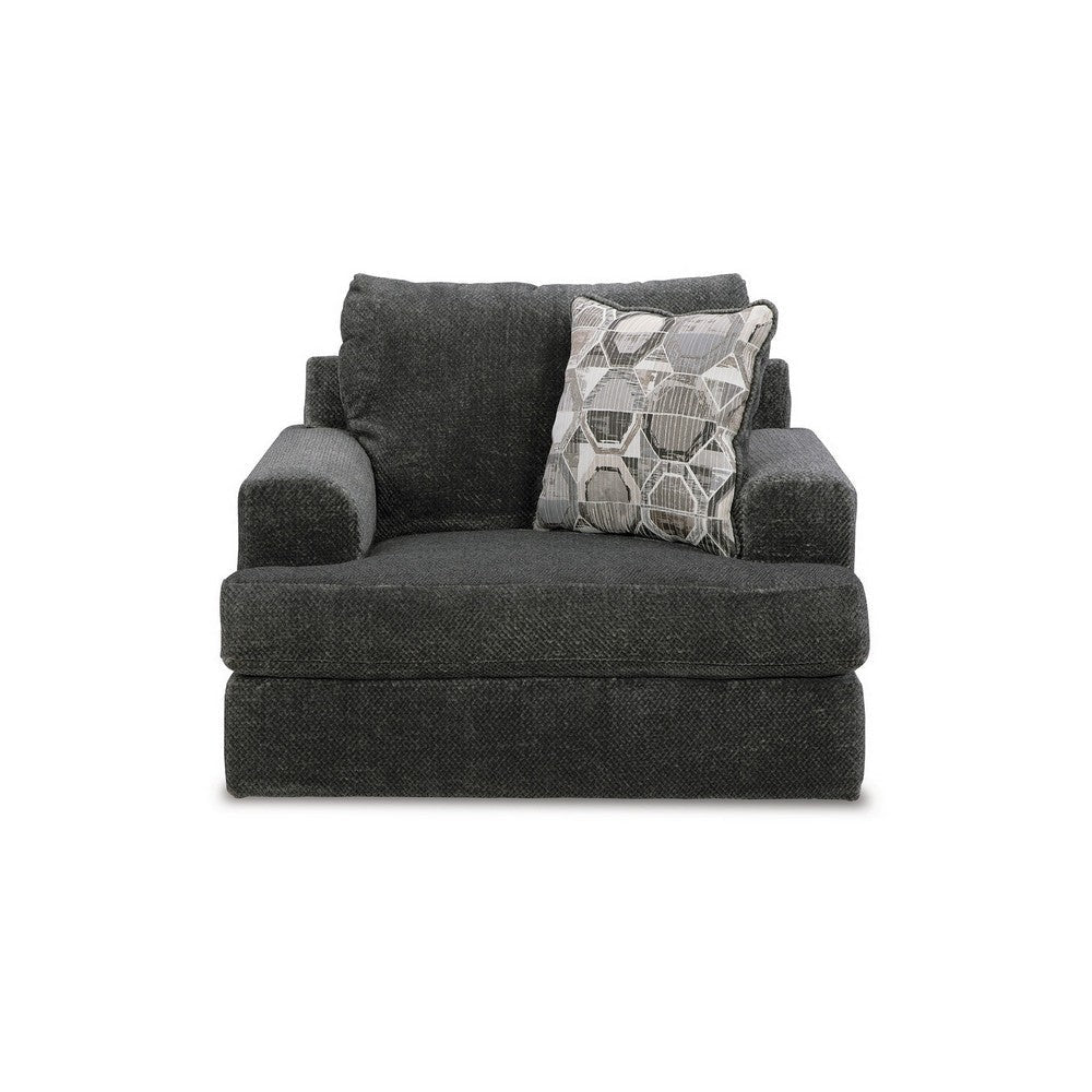 Henly 51 Inch Accent Chair 1 Pillow Oversized Loose Seat Gray Polyester By Casagear Home BM312023