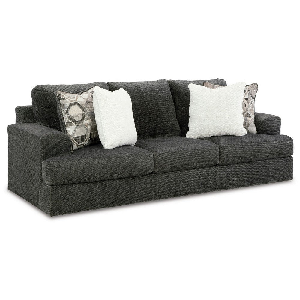 Henly 96 Inch Sofa Oversized 4 Accent Pillows Soft Gray Polyester By Casagear Home BM312025