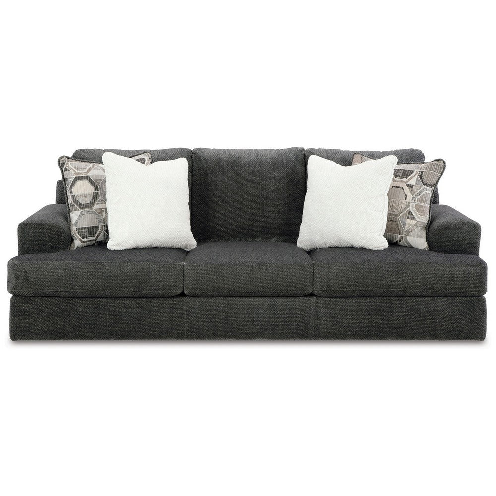 Henly 96 Inch Sofa Oversized 4 Accent Pillows Soft Gray Polyester By Casagear Home BM312025