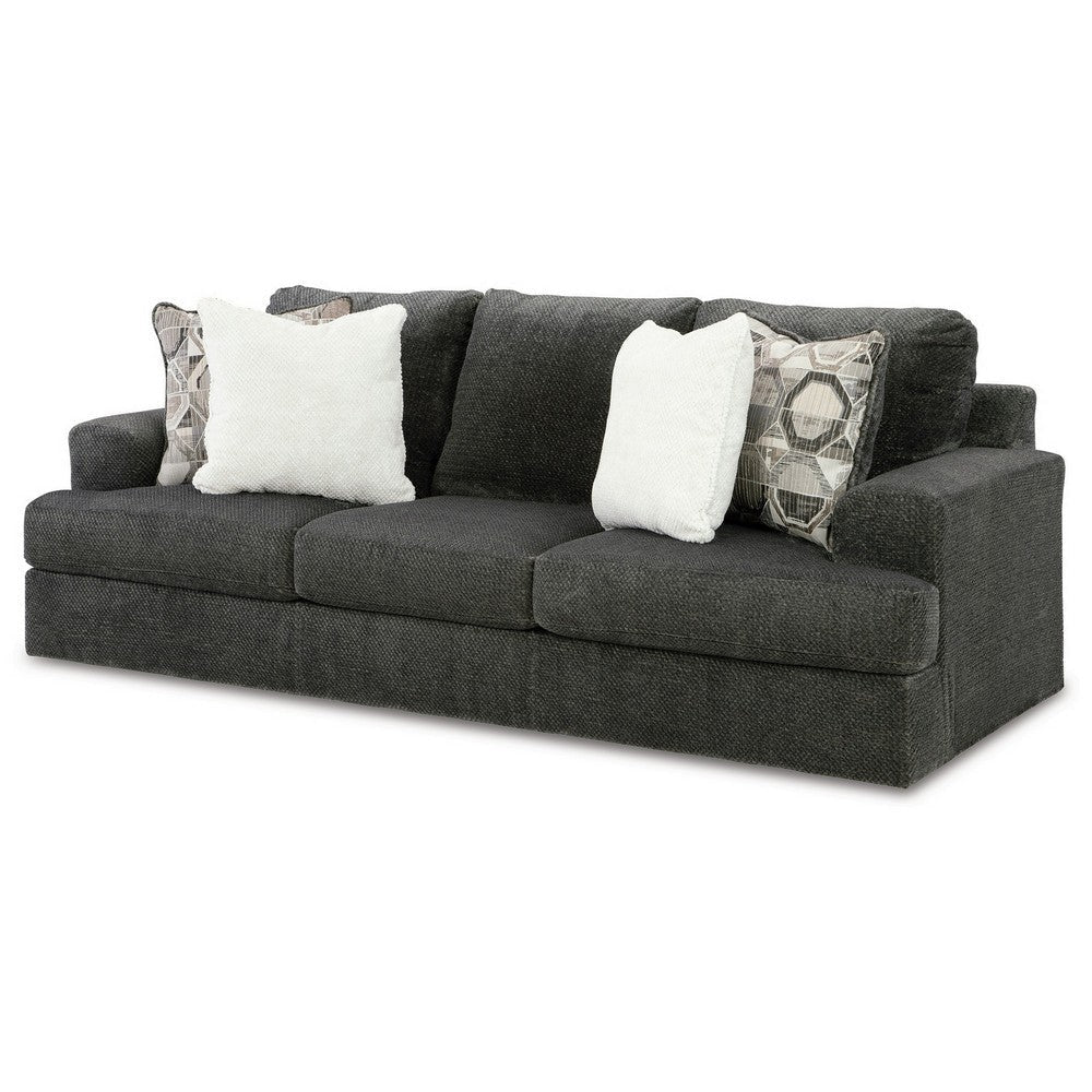 Henly 96 Inch Sofa Oversized 4 Accent Pillows Soft Gray Polyester By Casagear Home BM312025