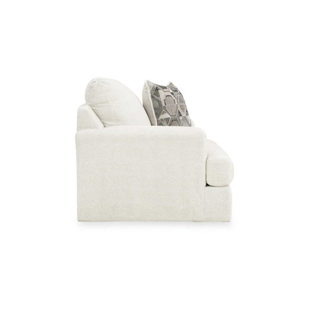 Henly 51 Inch Accent Chair 1 Pillow Oversized Loose Seat White Polyester By Casagear Home BM312027